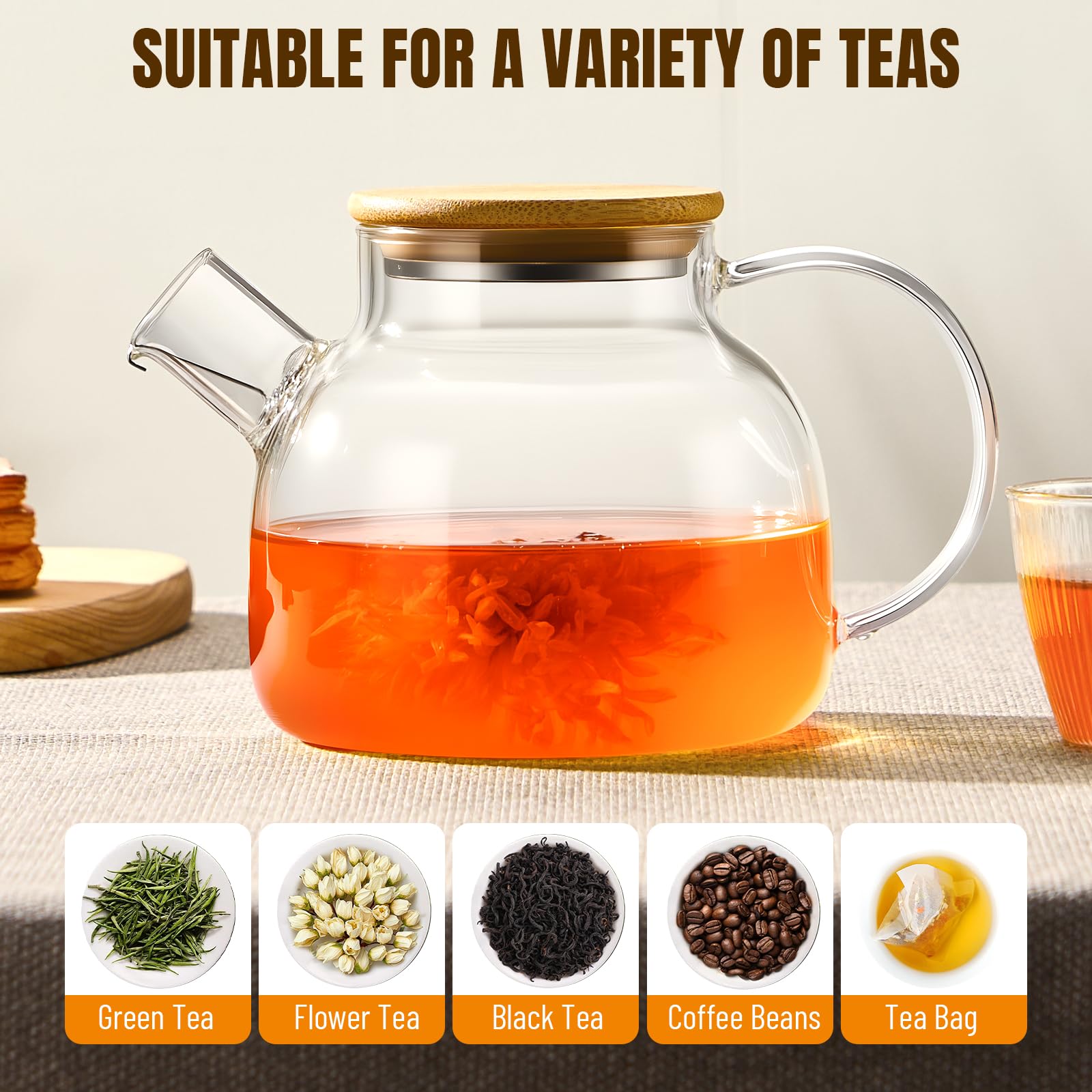 PARACITY teapot wide mouth for easy hand cleaning and rinsing