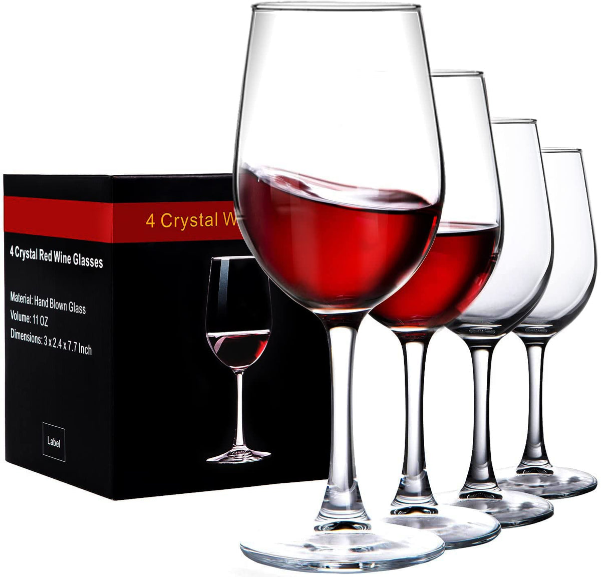 PARACITY wine glasses clear red white 4pcs showing clarity for elegant wine tasting