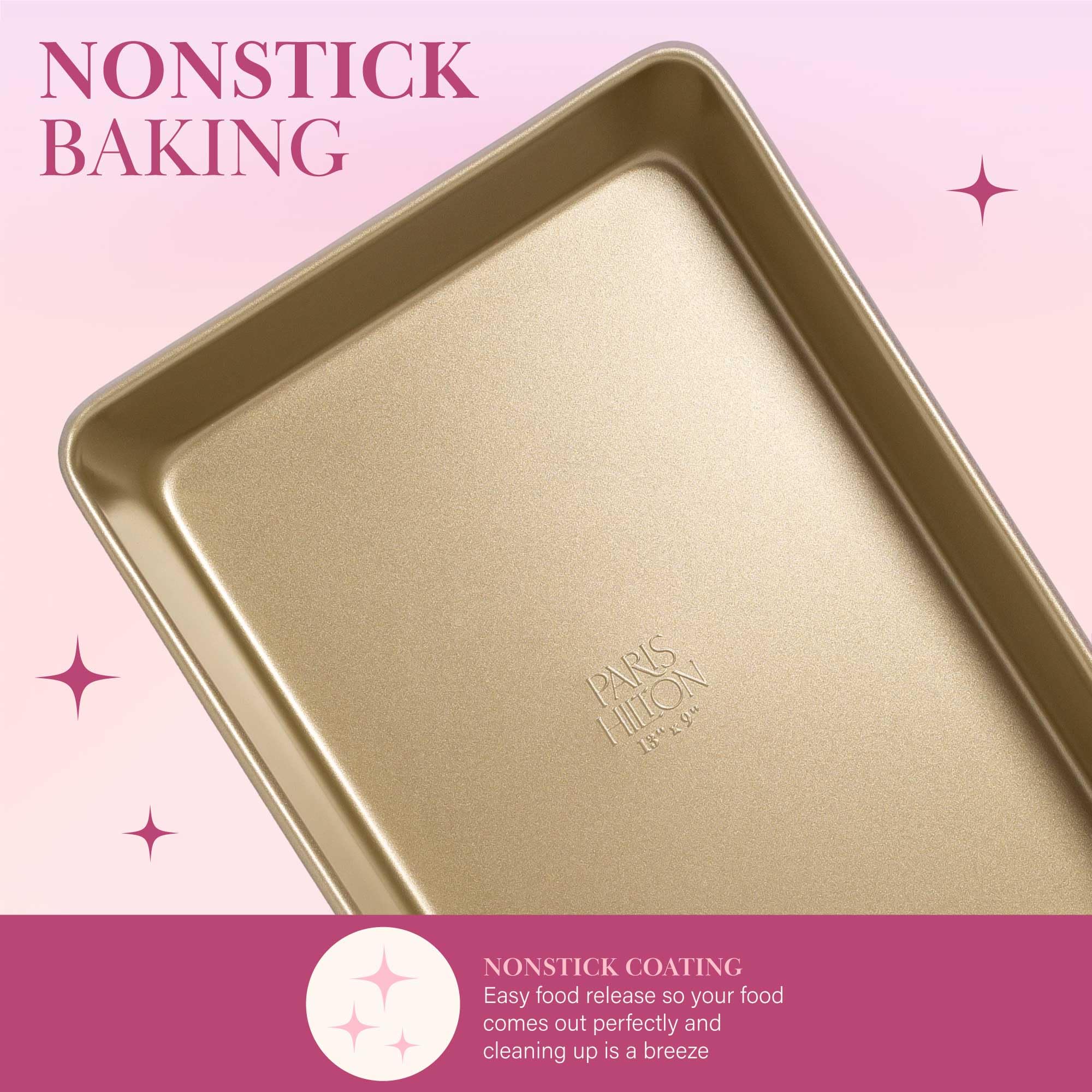 Paris Hilton nonstick coating close-up for effortless release.