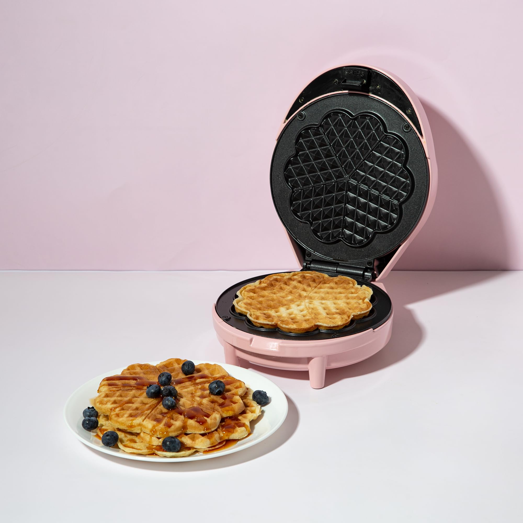 Paris Hilton heart waffle maker compact design fits small kitchens and dorms