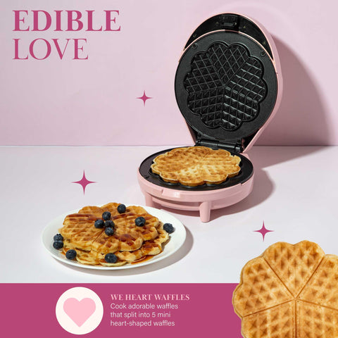 Paris Hilton heart waffle maker operating without flipping for even browning