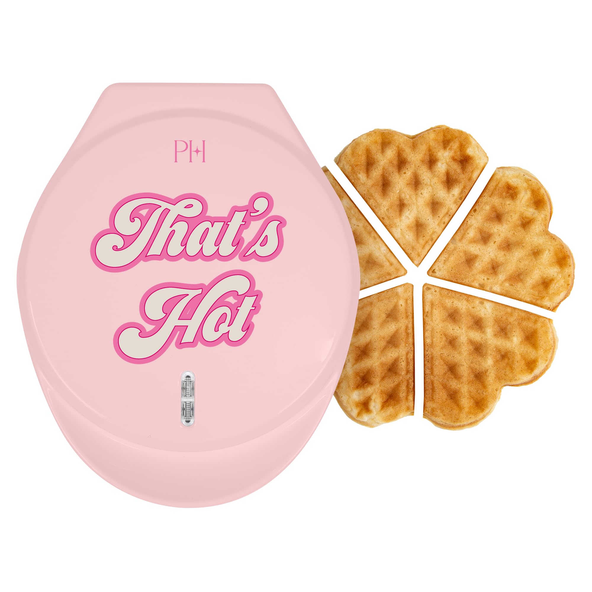 Paris Hilton heart waffle maker in pink with 6-inch nonstick plates for quick waffles
