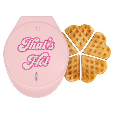 Paris Hilton heart waffle maker in pink with 6-inch nonstick plates for quick waffles