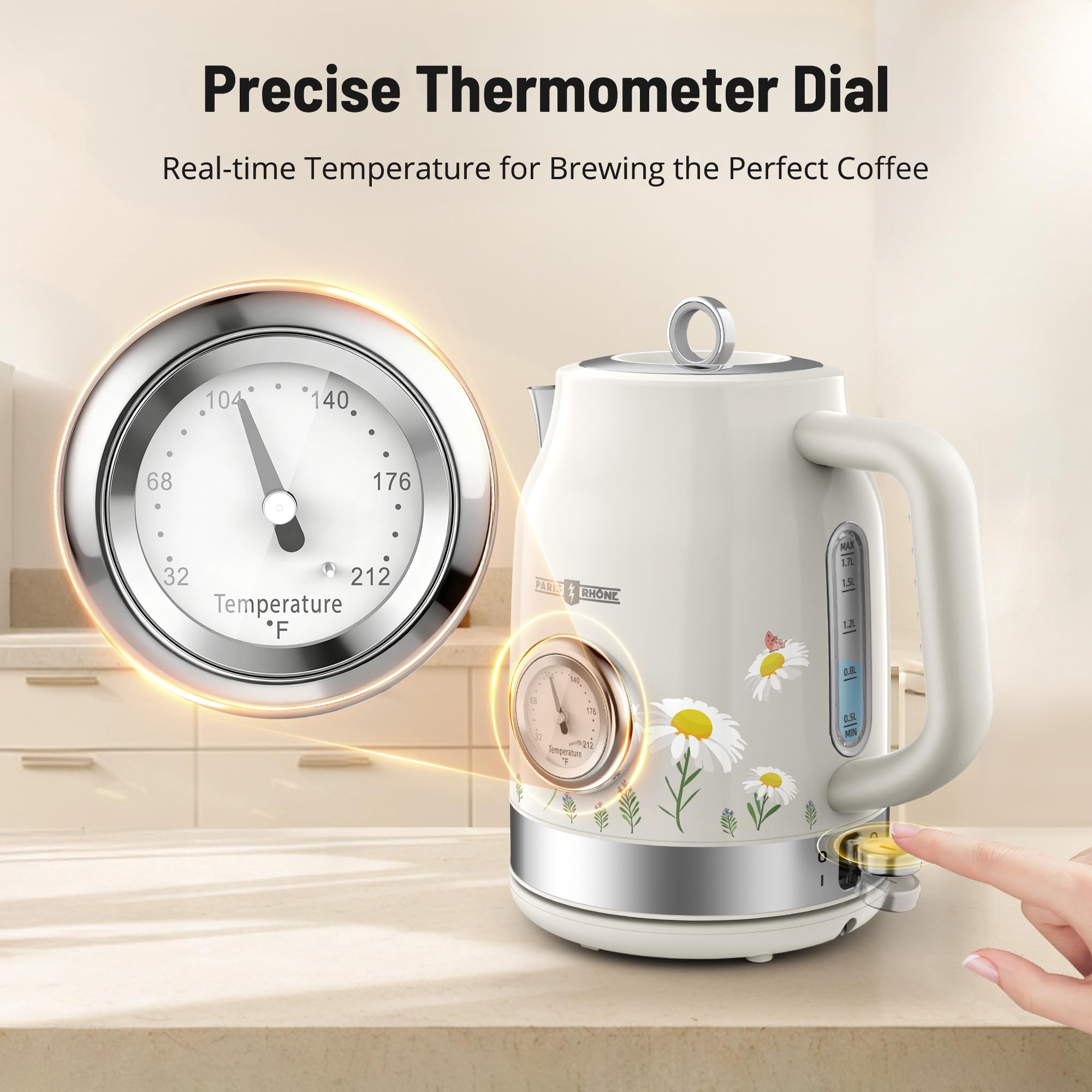 PARIS RHÔNE 1.7L kettle boils rapidly for cafe-worthy tea in minutes
