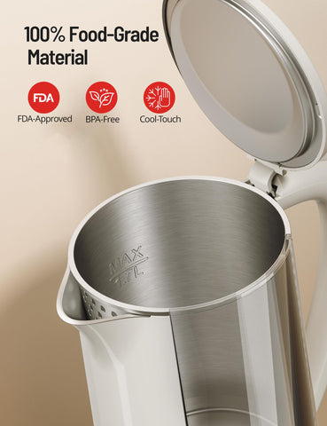 Keep-warm function on PARIS RHÔNE kettle maintaining temperature for up to four hours.
