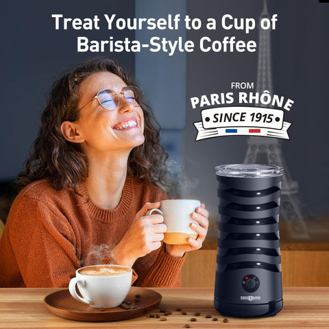 Paris Rhône frother allows temperature control up to 70°C for warm drinks.