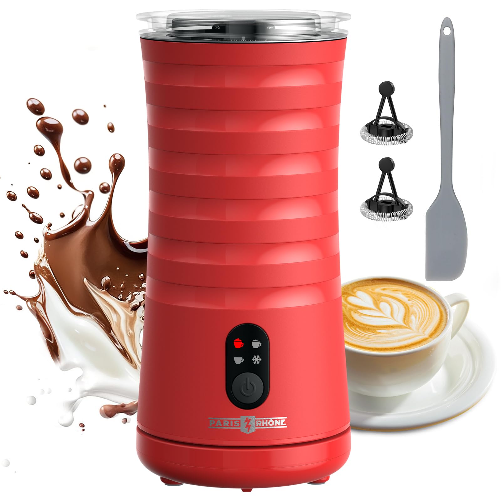 Paris Rhône Milk Frother with Eiffel silhouette enhances kitchen style and durability