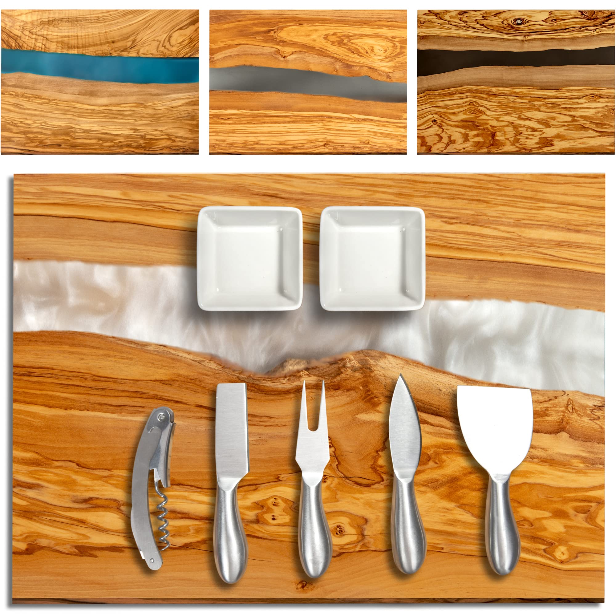 Parkway Home Italian olive wood cheese board with rich grain for elegant entertaining.