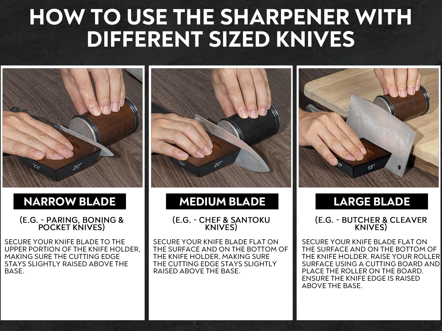 Parkway Home knife sharpener stand functions as a convenient holder during setup