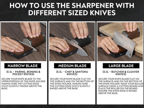Parkway Home knife sharpener stand functions as a convenient holder during setup