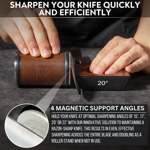 Parkway Home rolling knife sharpener with 20° angle for robust blade refinement