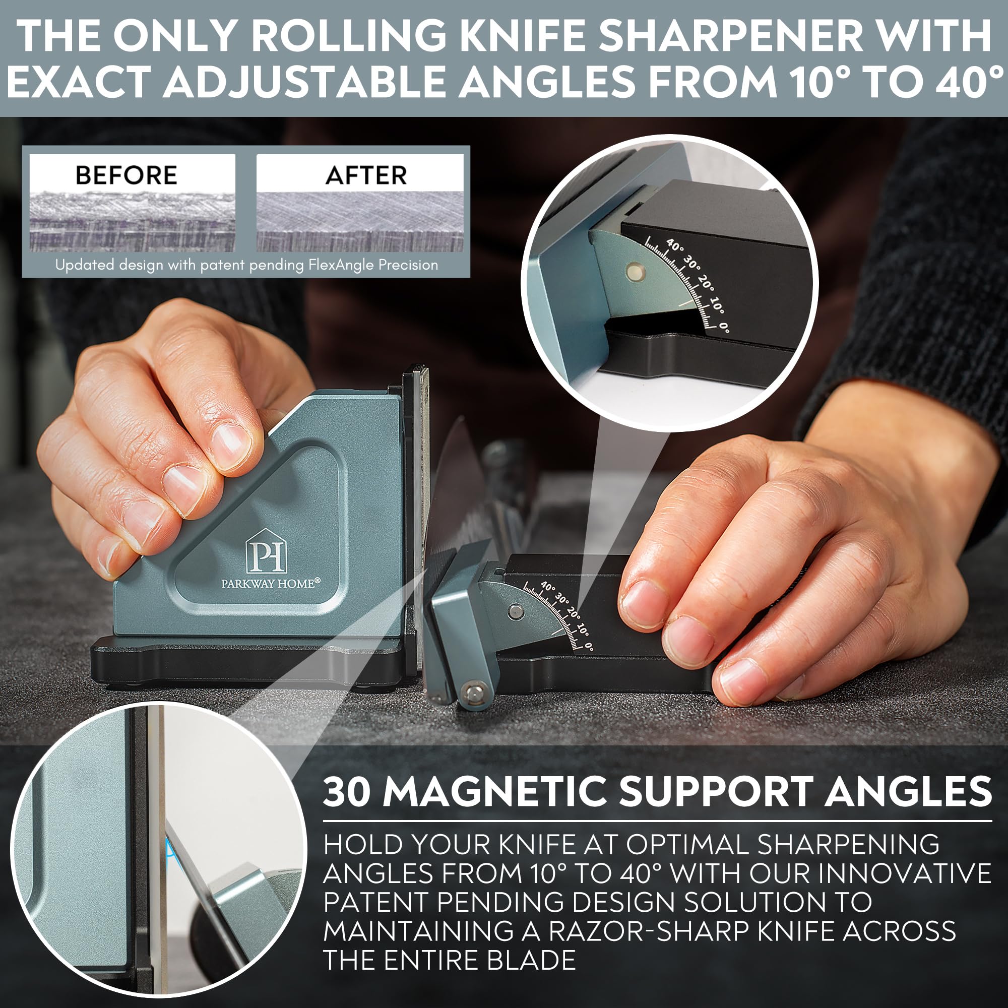 Parkway Home sharpener with height adjuster fits large knives like cleavers