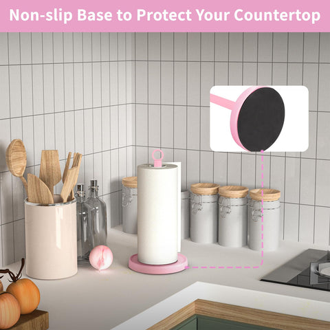 PAROTO pink paper towel holder stainless steel detail highlights rust-resistant metal finish