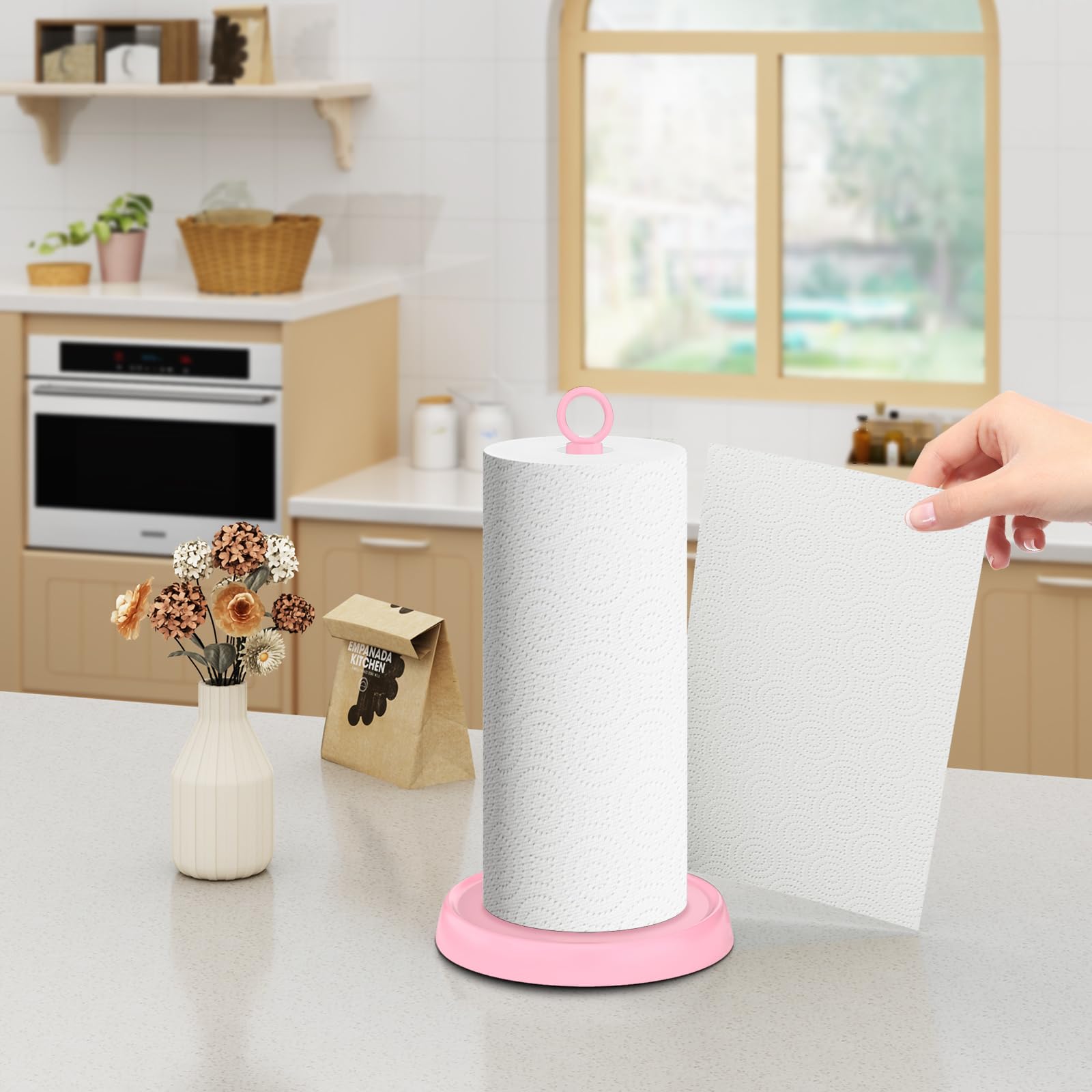 PAROTO pink paper towel holder supports standard and jumbo rolls for flexibility