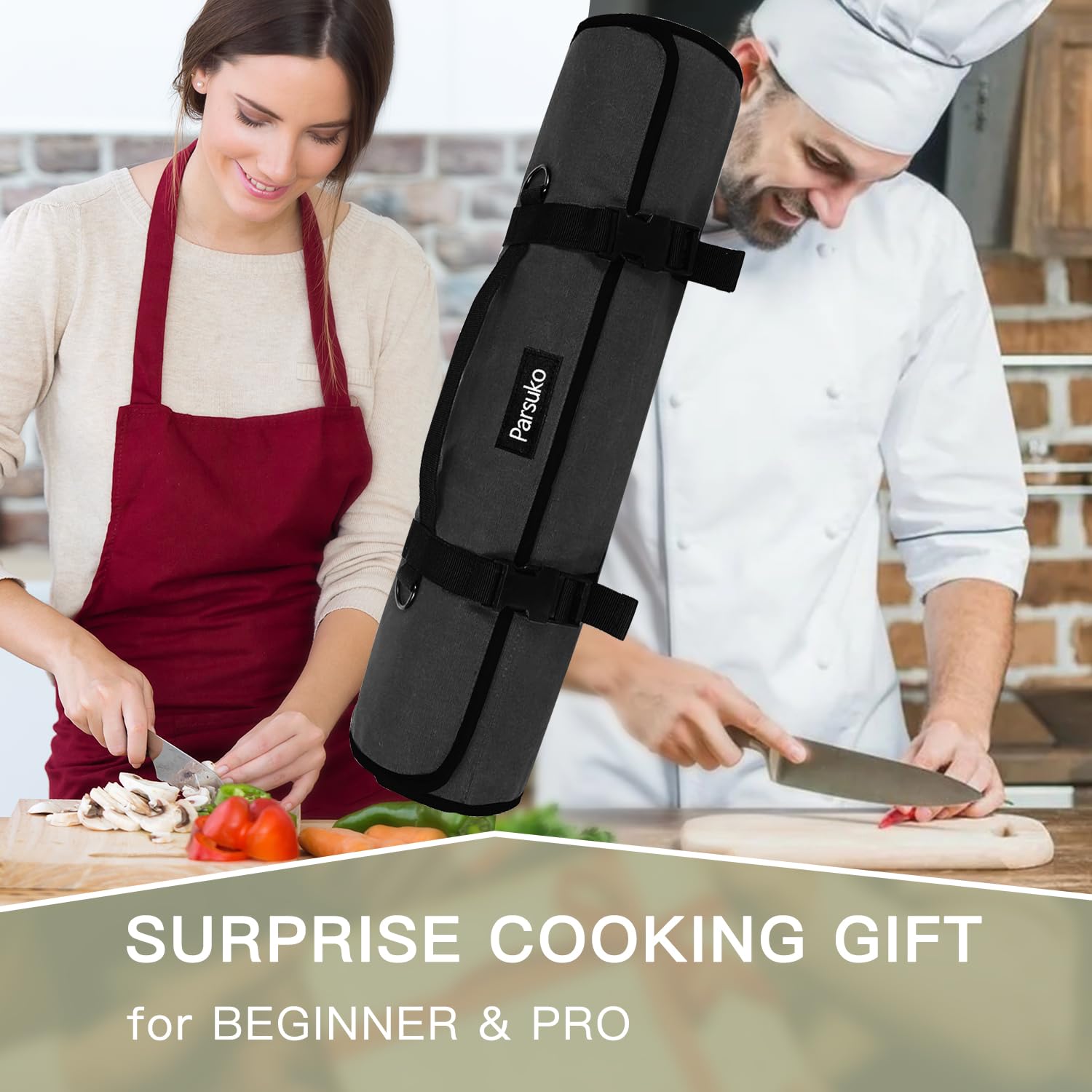 Parsuko Chef Knife Roll Bag compact design fits in tight kitchens and car trunks.