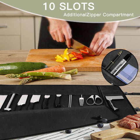 Parsuko Chef Knife Roll Bag knife organizer with protective pockets for safe storage.