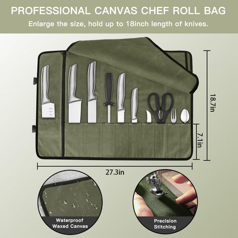 Parsuko knife roll bag with 10 slots for secure organization