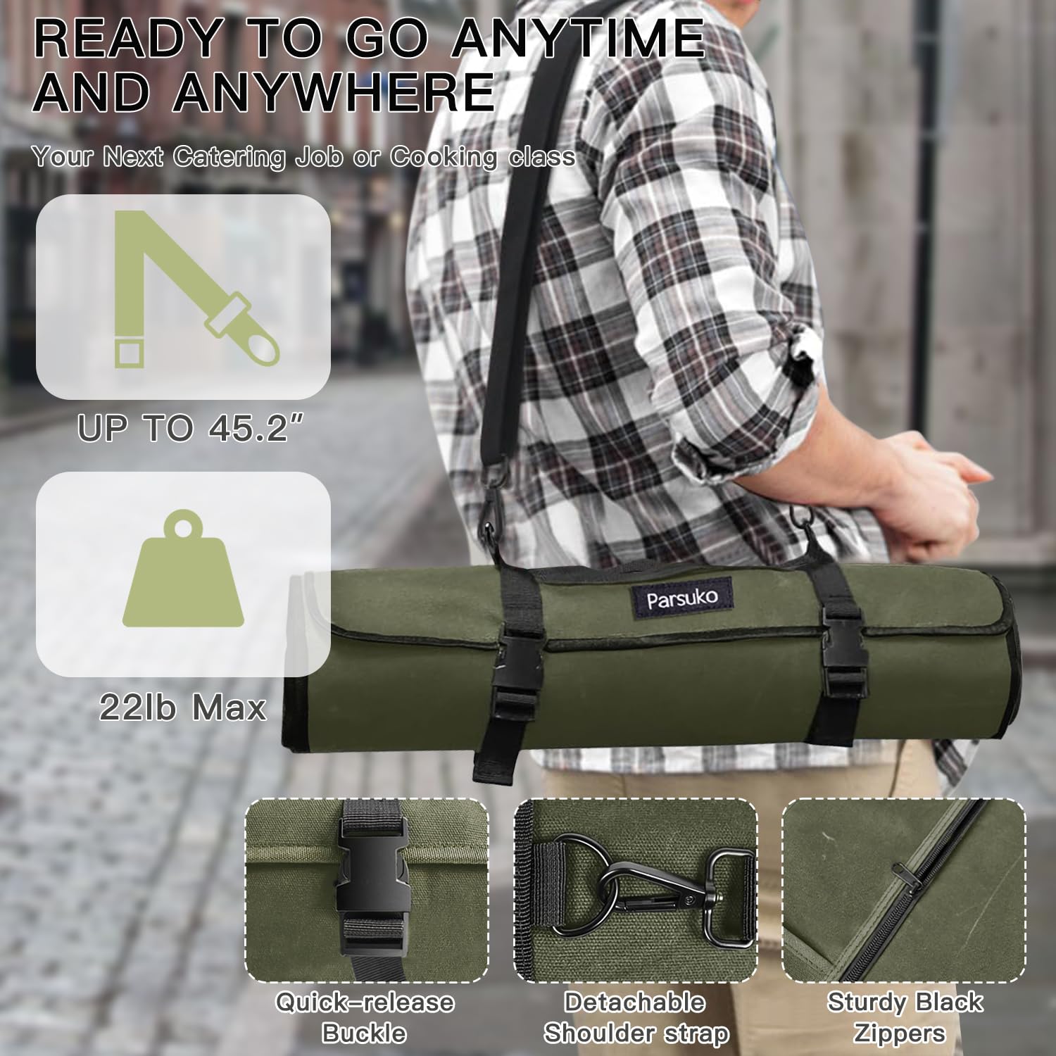 Parsuko large zippered pocket keeps tools neatly stored