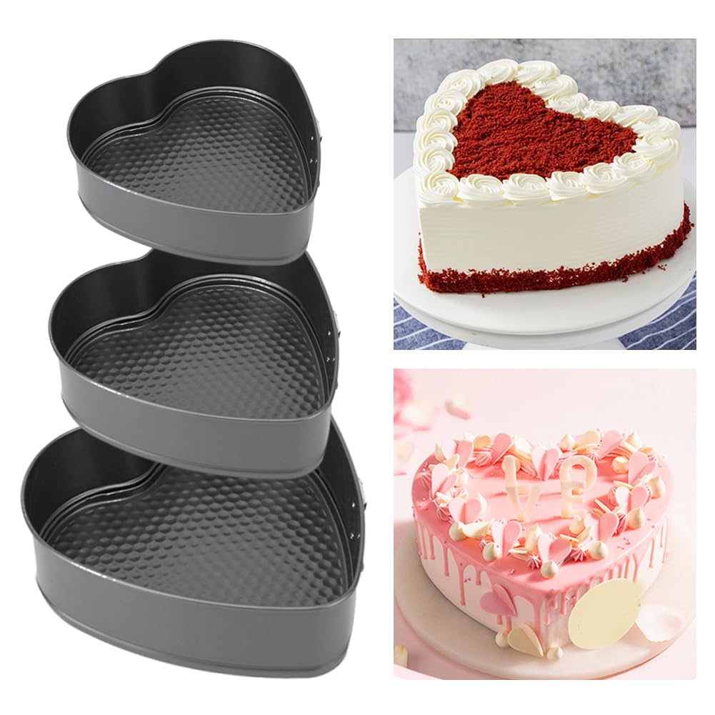 Parthan 3-pack heart bakeware for versatile, multi-size baking options.