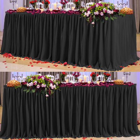 PARTISKY reusable table skirt supports multiple events with durable material.