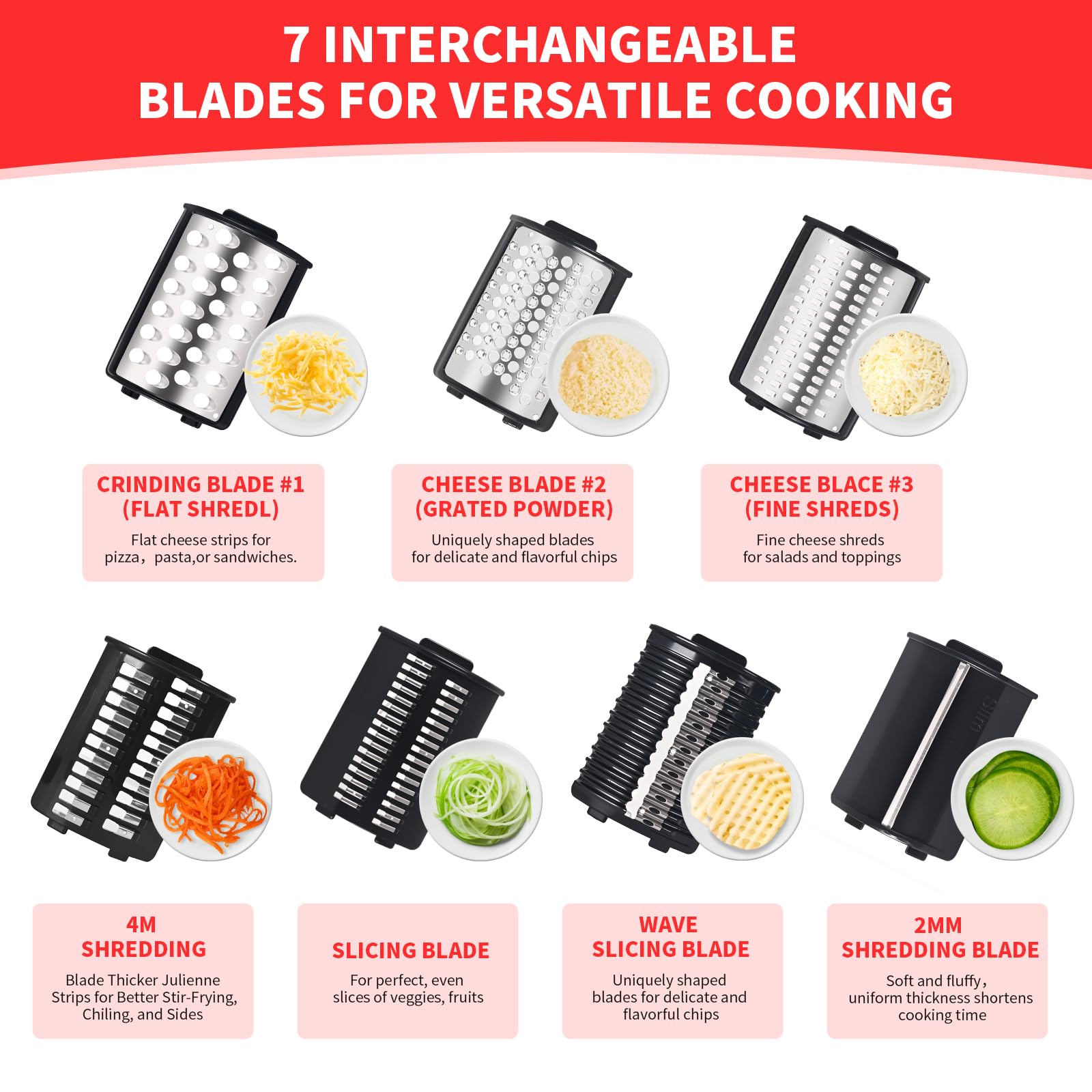 PARTNERJOY electric grater with wavy blade creating decorative textures