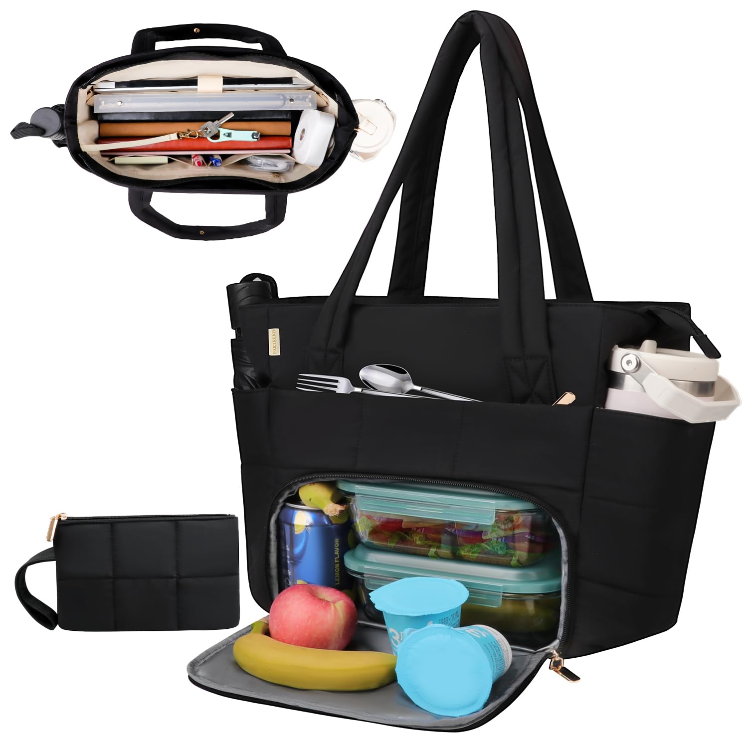 Partreko soft-quilted tote with comfortable straps for daily use.