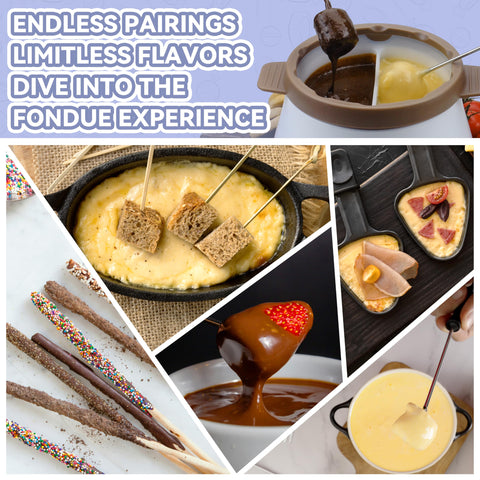 Party Desserts fondue forks included for tidy dipping