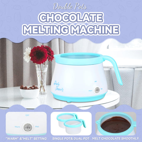 Party Desserts melting pot with an easy pour spout for neat drizzle.