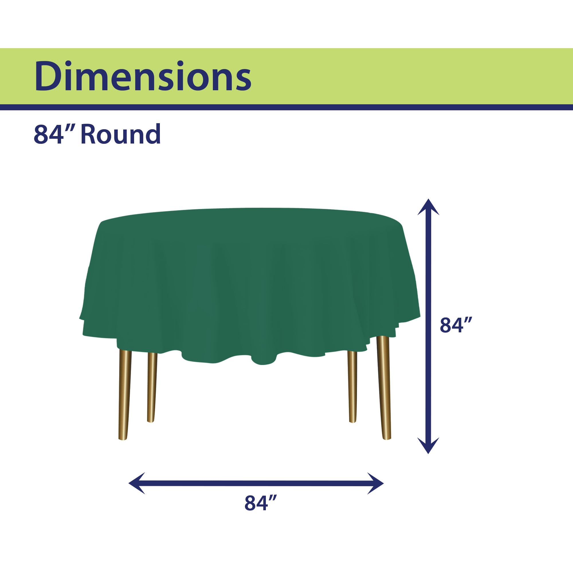 Party Dimensions green disposable tablecloth set on outdoor round table during event