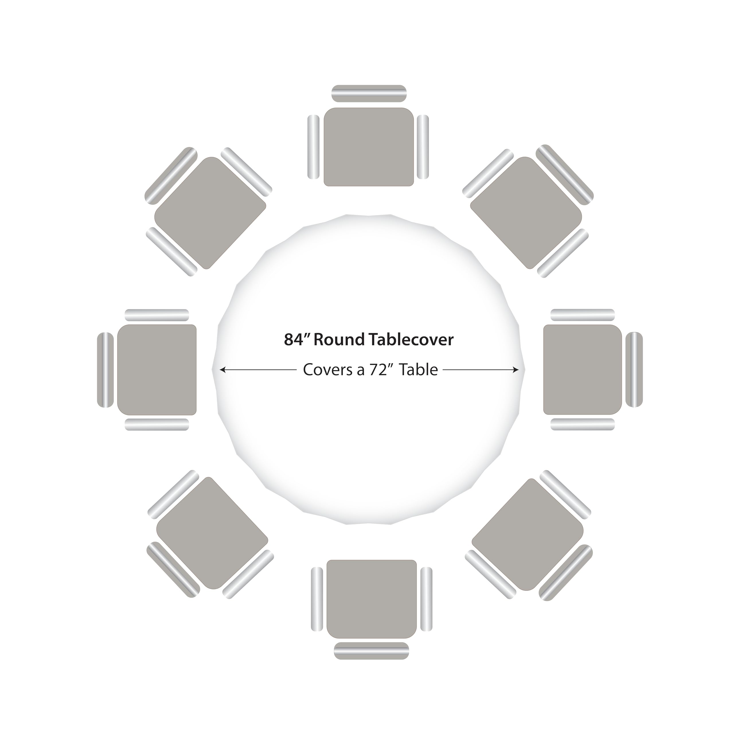 Party Dimensions wedding tablecover white round creates a cohesive look