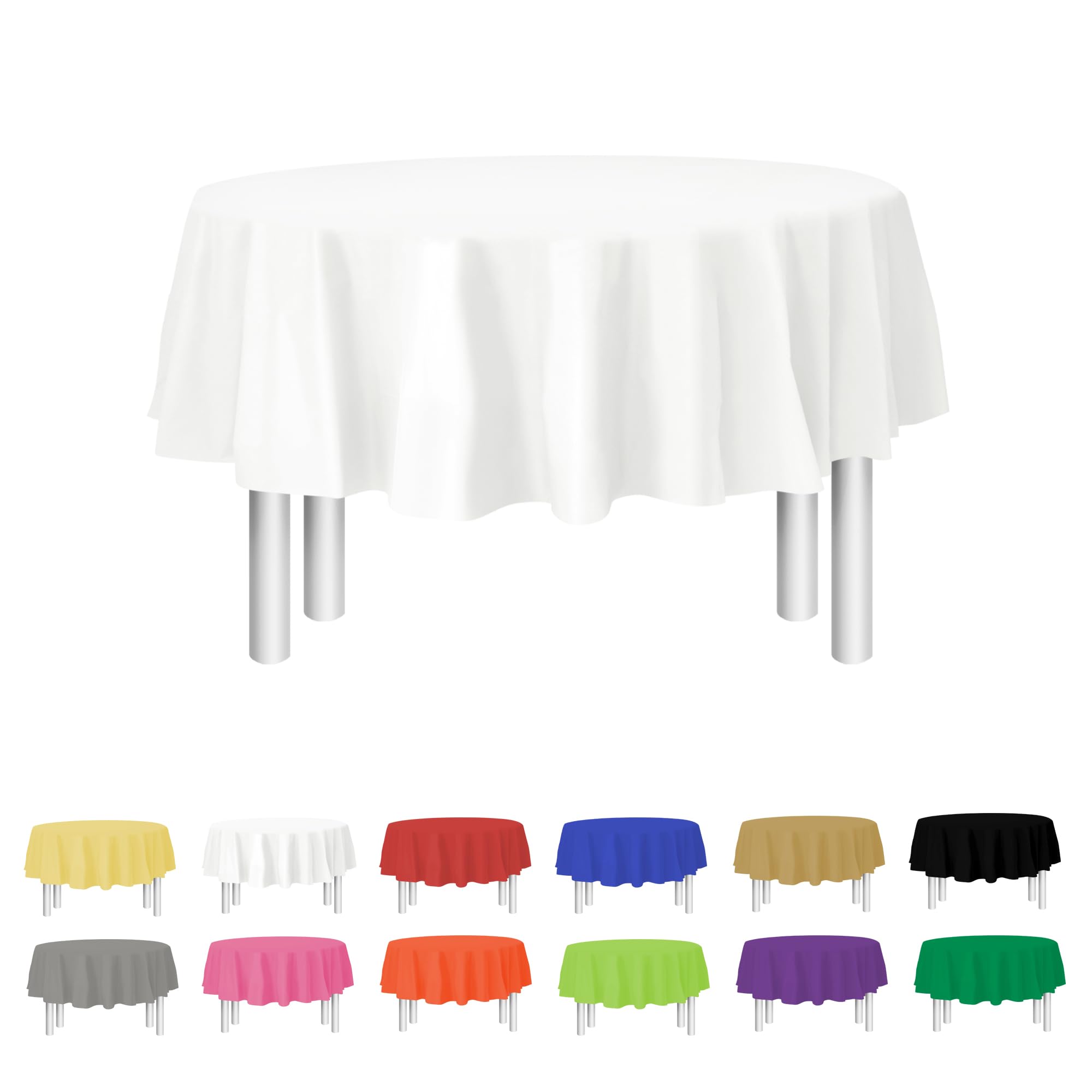 Party Dimensions white round tablecloth 84-inch, 12-pack, ideal for quick party setup