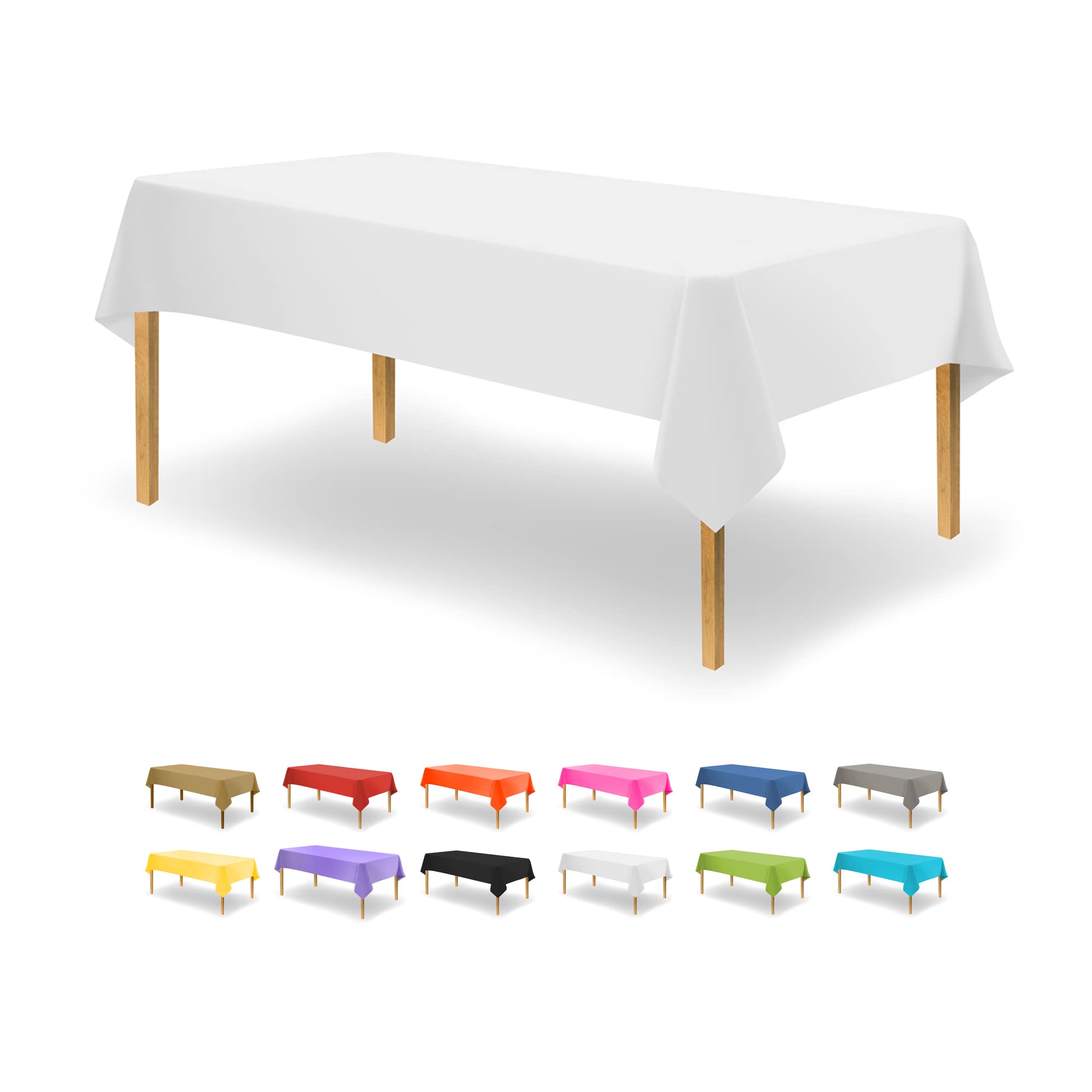 Party Dimensions white disposable tablecloth flat-lay view, ideal for mess-free quick prep.