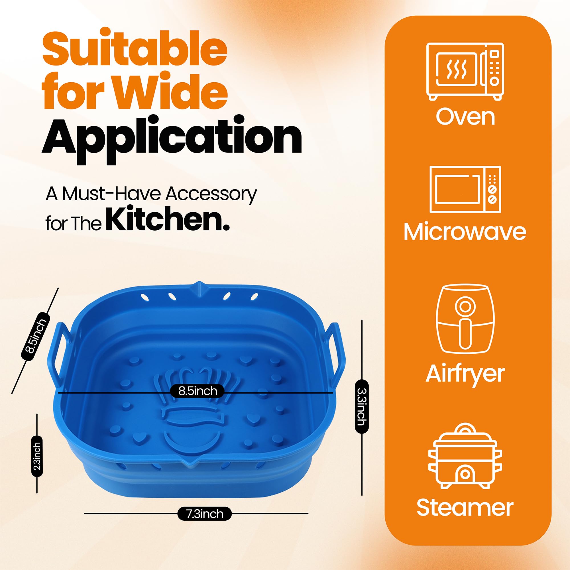 Party Port blue non-slip liner adds style while safe for air frying, baking, and more.