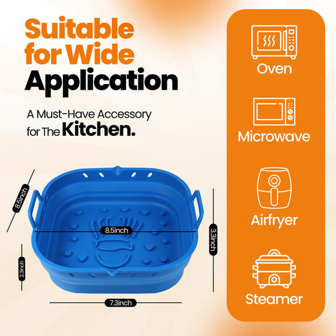 Party Port blue non-slip liner adds style while safe for air frying, baking, and more.