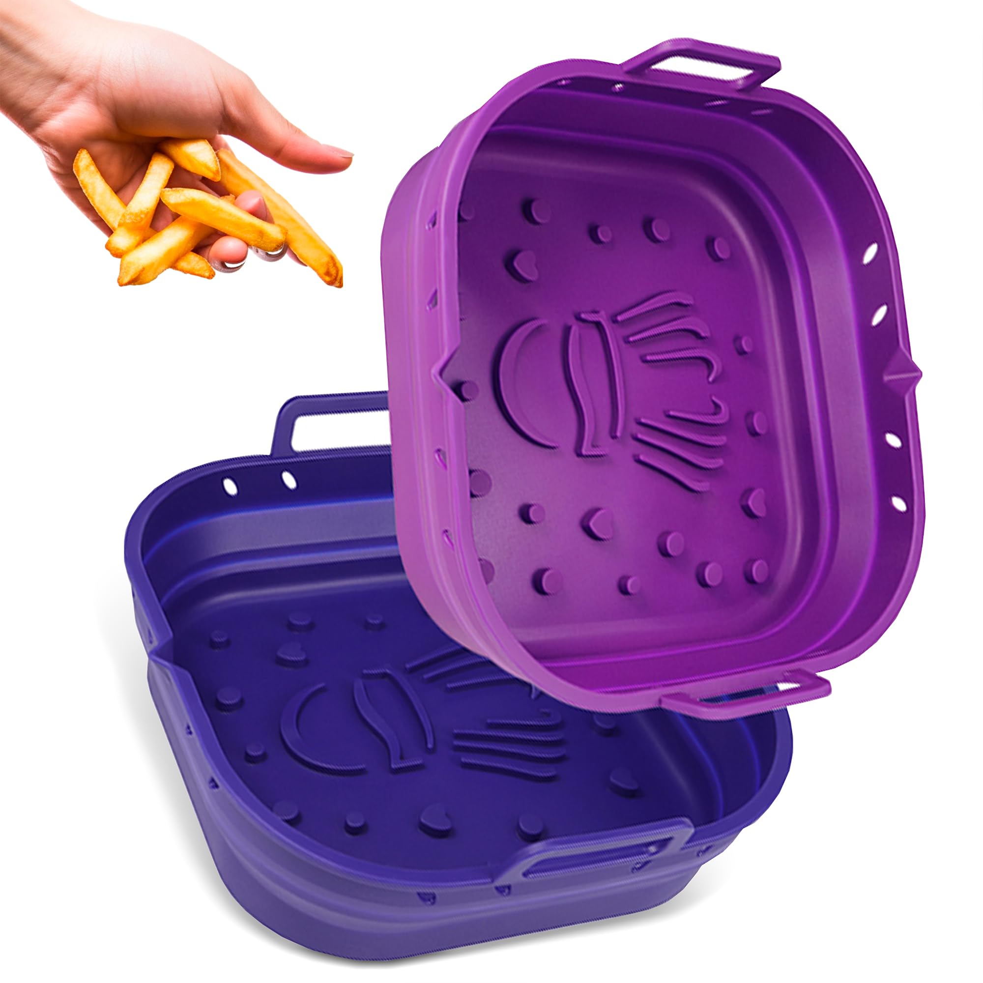 PARTY PORT Platinum silicone liner in 9-inch square improves airflow for even cooking.