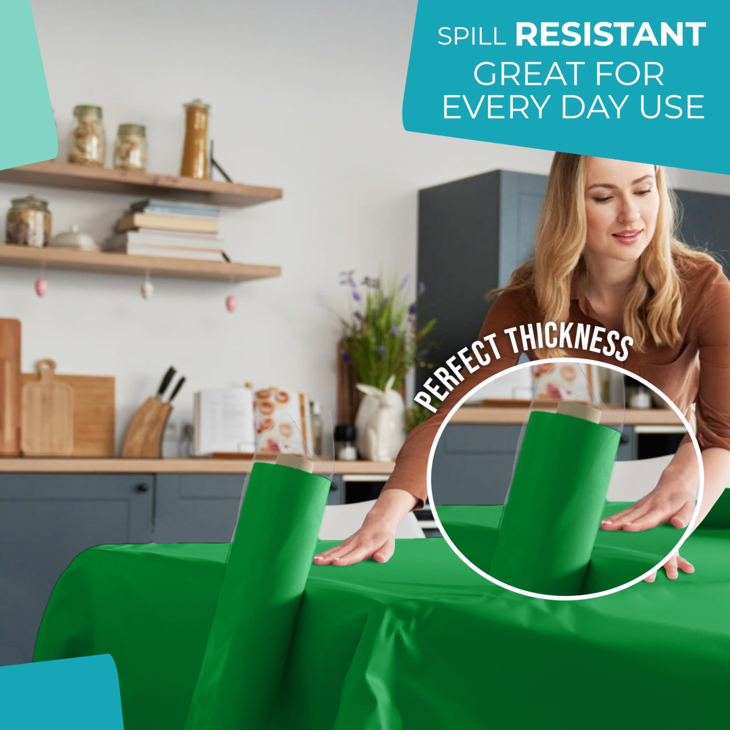 Party Solids emerald-green disposable roll protects surfaces during crafts and picnics