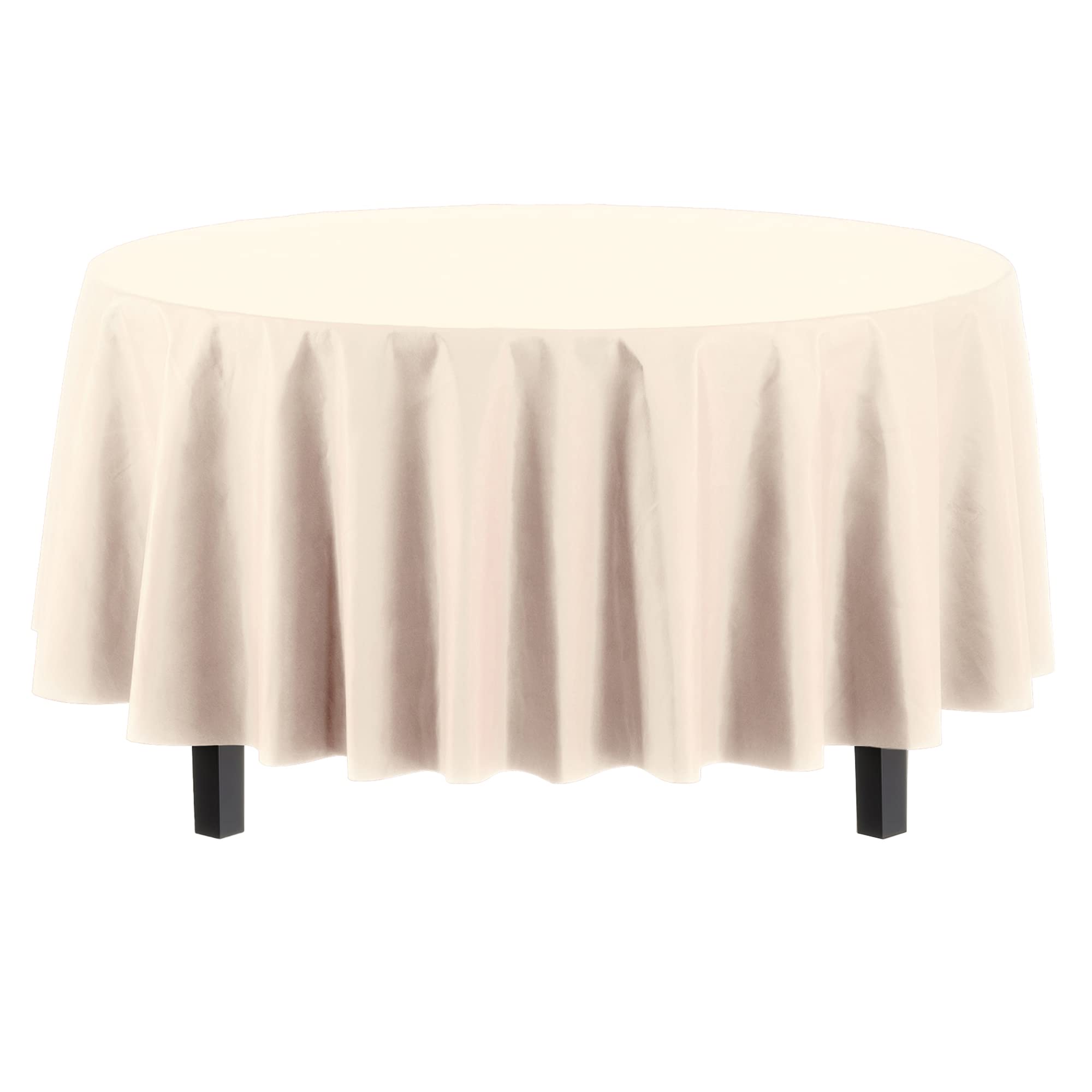 Heavy-duty disposable ivory tablecloth by Party Solids for quick cleanup.