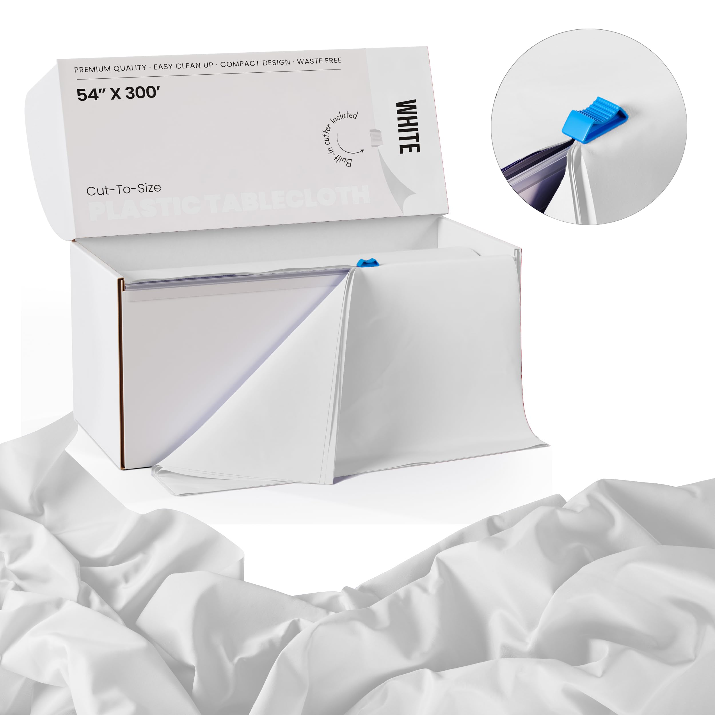 Party Solids heavy-duty plastic tablecloth roll in rectangle format for versatile layouts.