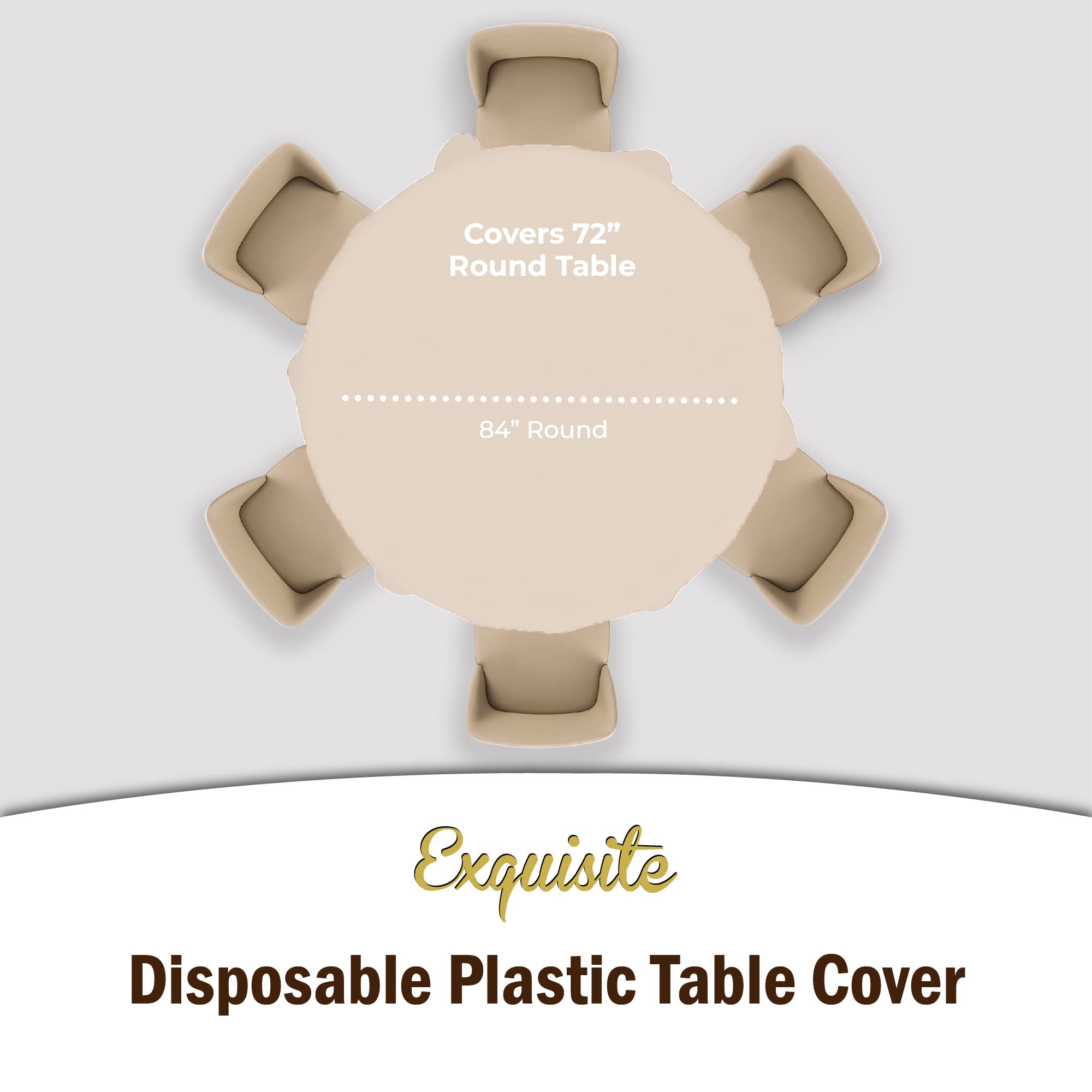 High-opacity ivory tablecloth keeps table details hidden during events.