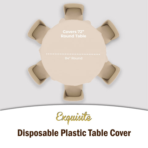High-opacity ivory tablecloth keeps table details hidden during events.