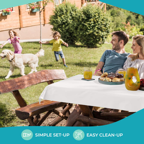 Party Solids white tablecover roll outdoor picnic ready.