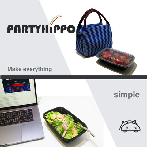 PARTYHIPPO microwavable container enables quick reheating.