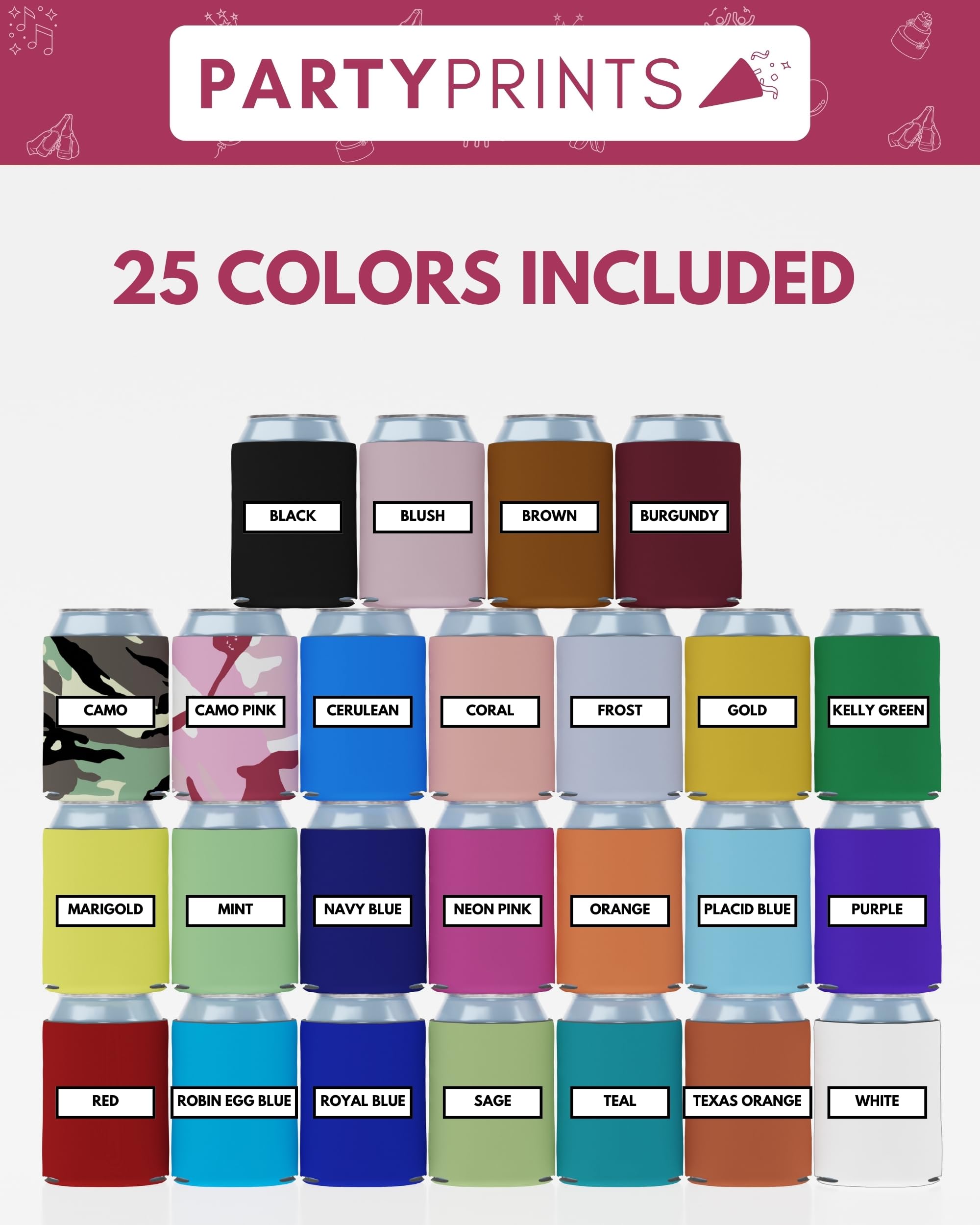 PartyPrints customization-ready sleeve for screen printing, sublimation, or embroidery
