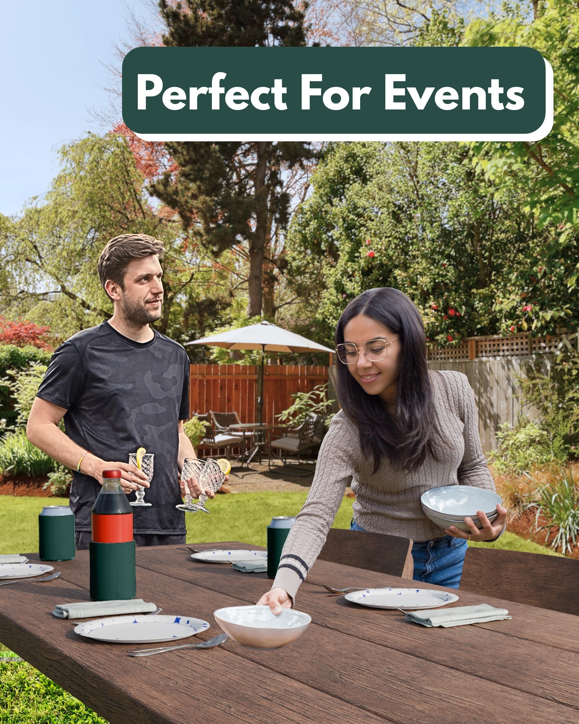 PartyPrints hunter green can sleeve keeps sodas or beers cold longer