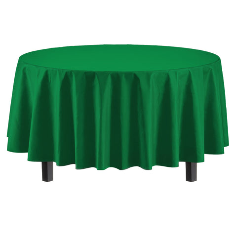 Party Solids 12-pack emerald-green tablecloths cover multiple tables quickly.