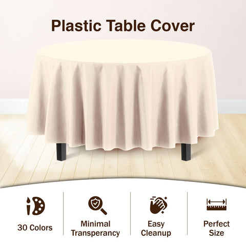 Party Solids premium heavy-duty plastic tablecloth in ivory for celebrations