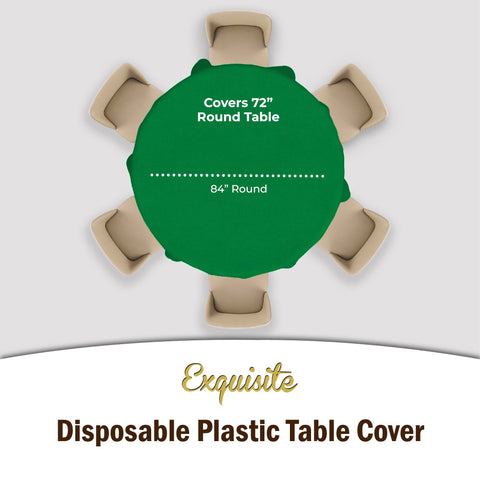 Party Solids heavy-duty round tablecloth delivers durable protection during celebrations.