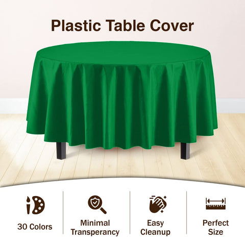 Party Solids waterproof disposable tablecloth keeps surfaces dry and easy to discard.