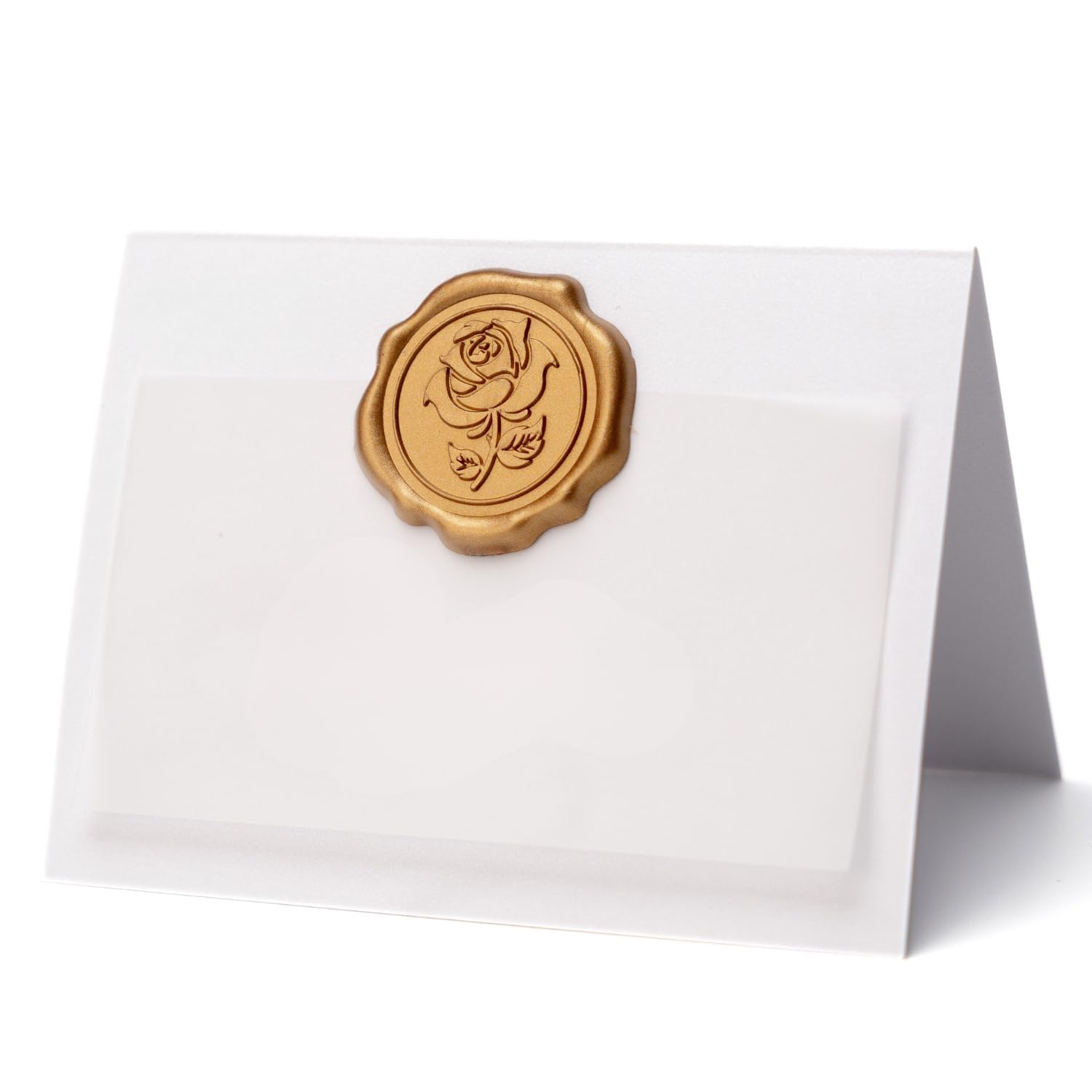 Parvigo name cards in pearlized white with 4x6 layout for elegant tables