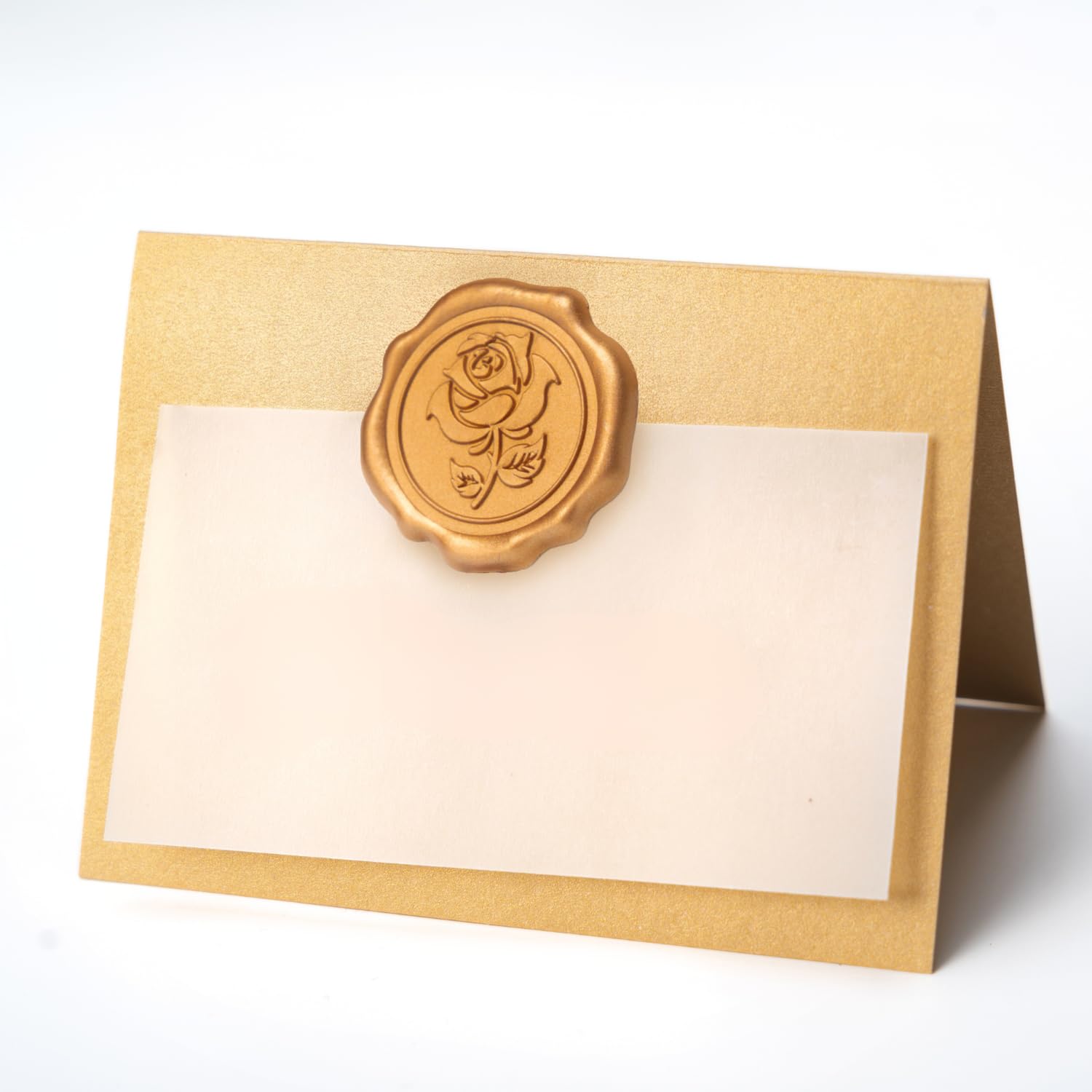Parvigo pearlized gold place card for wedding seating, elegant and readable
